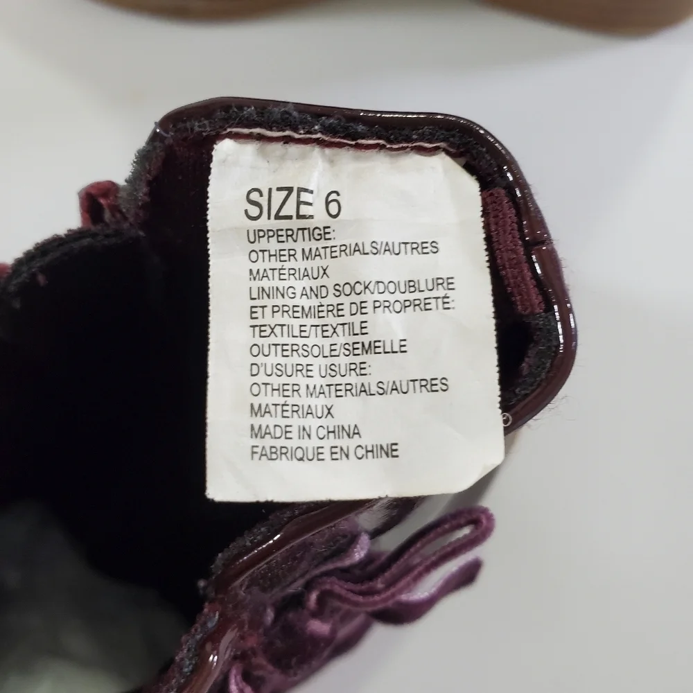 Gymboree Girls Faux Patent Leather Booties Deep Burgundy Size 6